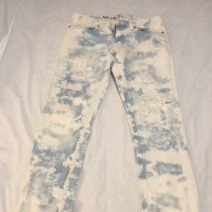 Mudd Womens Slim Skinny Jeans Blue Acid Wash Pockets Distressed